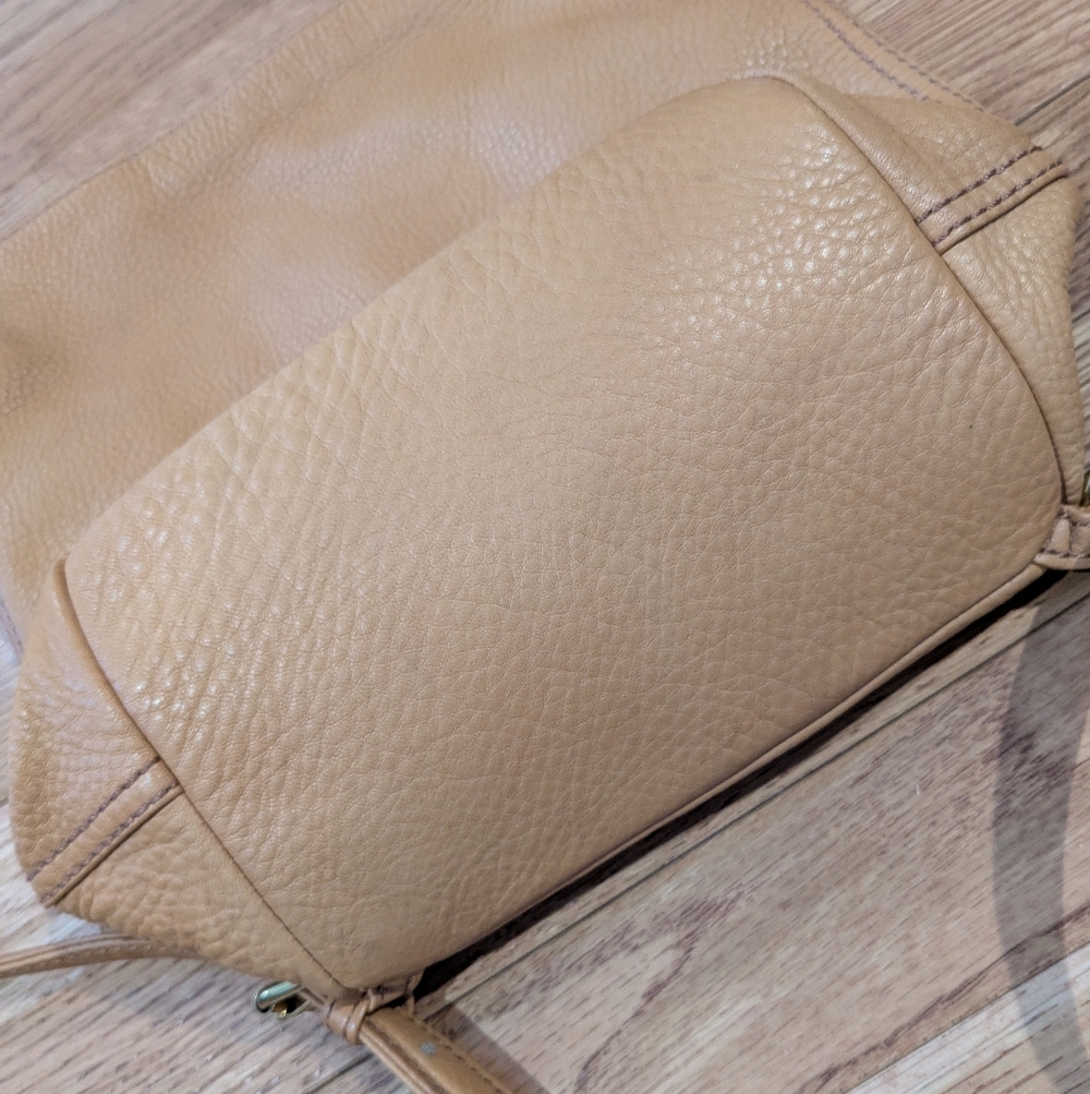 HOBO Tan Leather Backpack with Patterned Lining - Picture 3 of 13